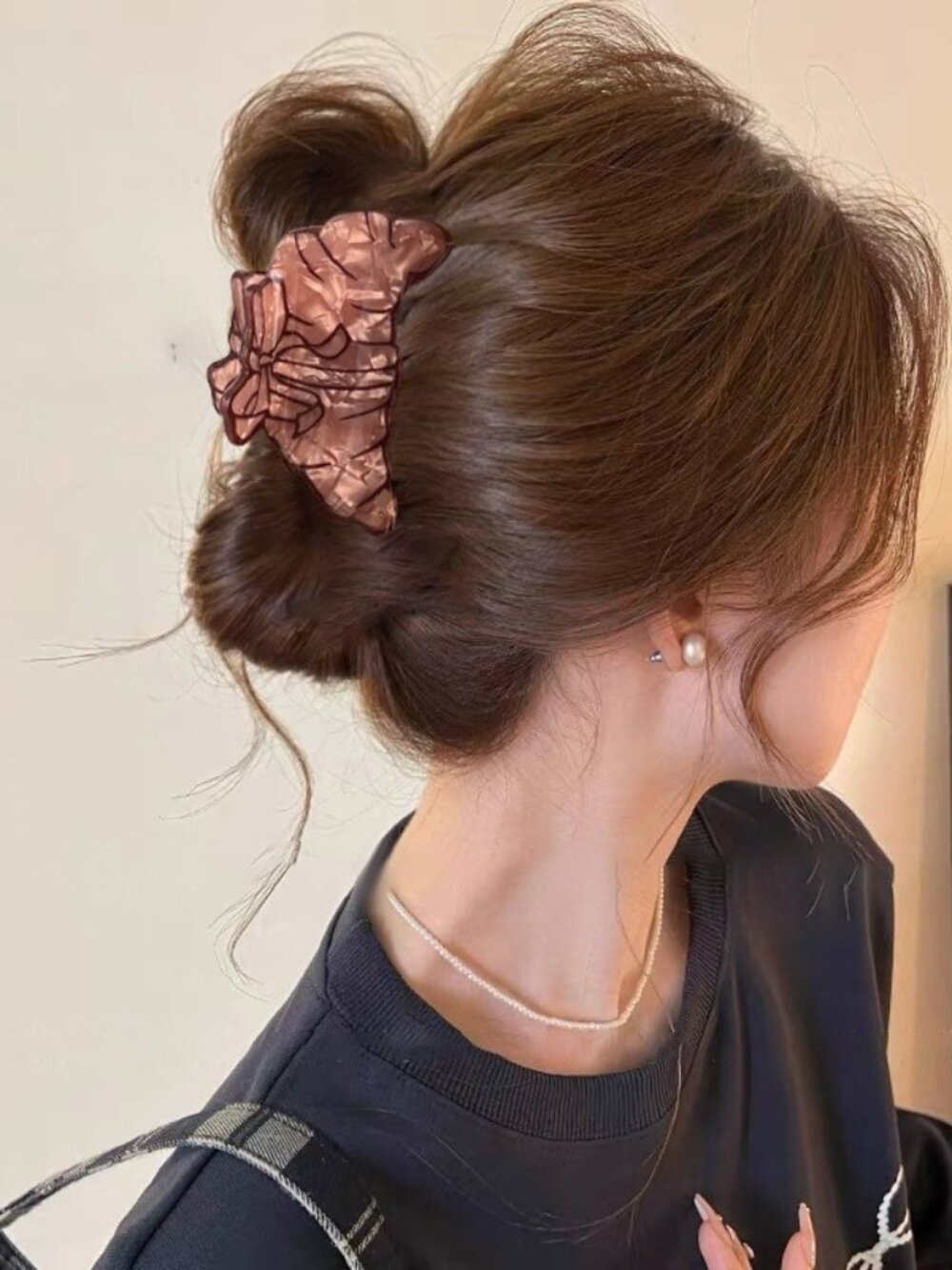 3/$35 NWT Brown Pink Bow Croissant Hair Claw Clip French Bakery Coquette Cute